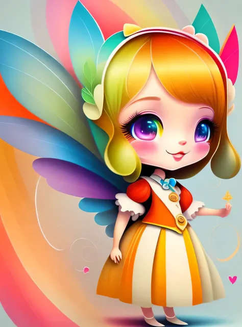 the colorida abstract of cute little fairy, (colorida,altamente detalhado,arte vetorial)