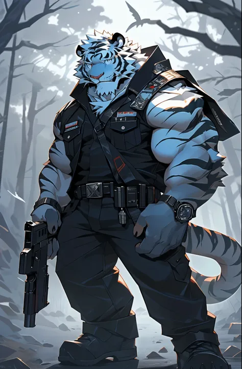 anime character with tiger , tiger_beast, Firmware version, high resolution committee, ((tiger)), gigachad muscular, muscular!!, Tik, muscular!, anthropomorphic tiger, muscular character, 库沙special·肯兹, Super detailed!!, muscular!!!, beefy, full body commis...