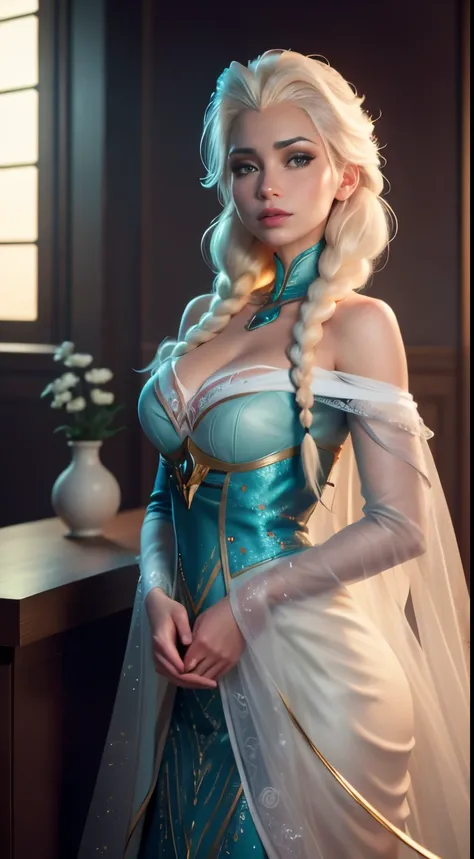 (elsa frozen-rose quartz SU mezclando modelos .) (ultra FUSIÓN) Highly detailed CG unity 8k wallpaper, style shot, complex, high detail, dramatic, highest quality movie still image, very detailed, masterpiece, best quality, character design, Elsa, Elsa fro...