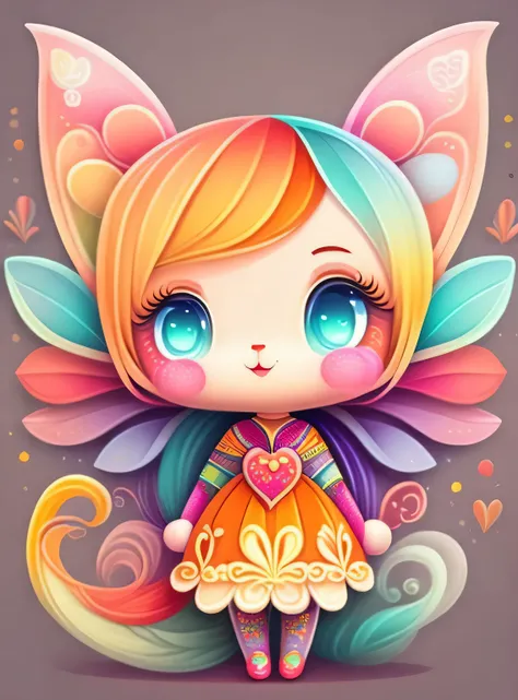 the colorida abstract of cute little fairy, (colorida,altamente detalhado,arte vetorial)