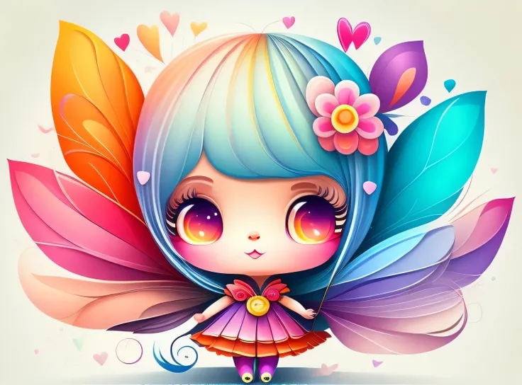 the colorida abstract of cute little fairy, (colorida,altamente detalhado,arte vetorial)