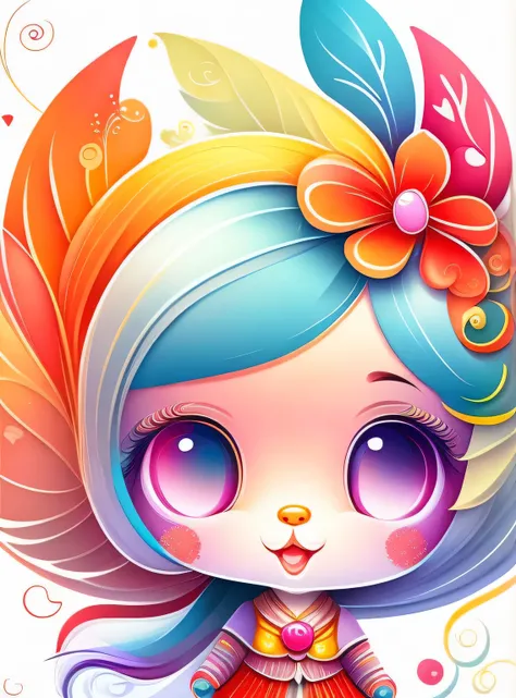 the colorida abstract of cute little fairy, (colorida,altamente detalhado,arte vetorial)