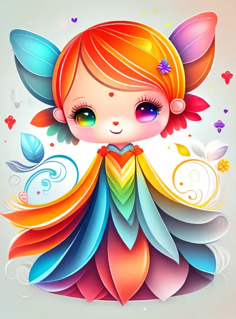 the colorida abstract of cute little fairy, (colorida,altamente detalhado,arte vetorial)