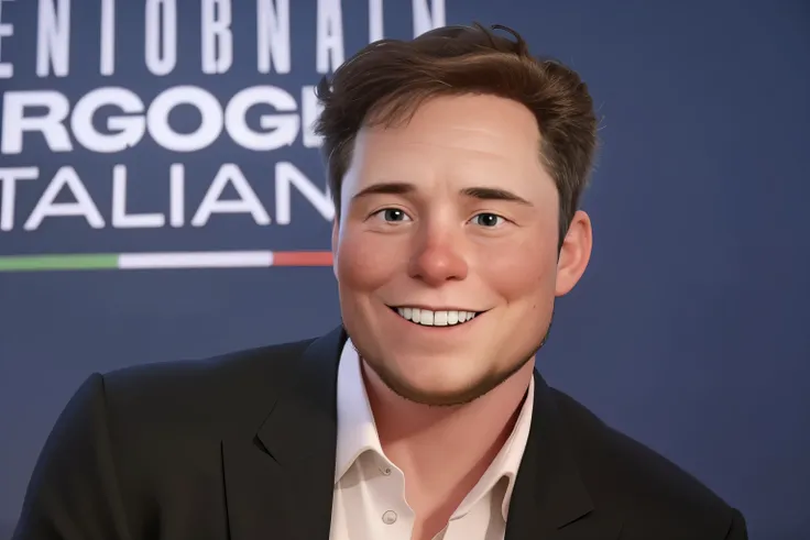 Elon Must happy, (red nose)