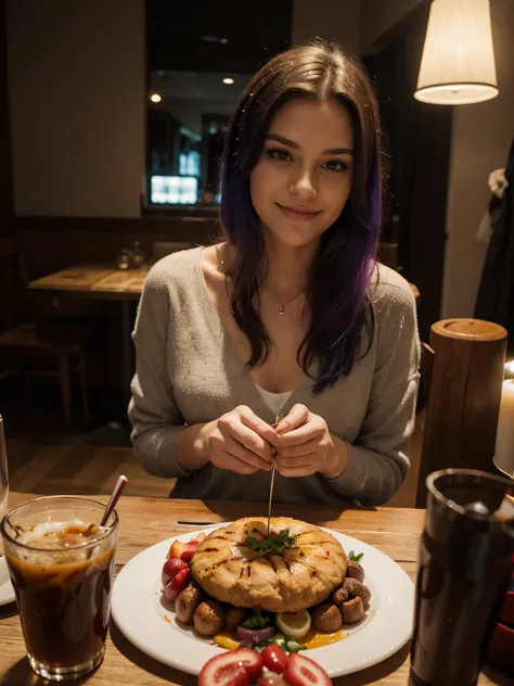 mädchen, 20 jahre alt, lange rote haare, sommersprossen, hair bobbles, wince, longeyelashes,  light smile, fang, rainbow hair, p...