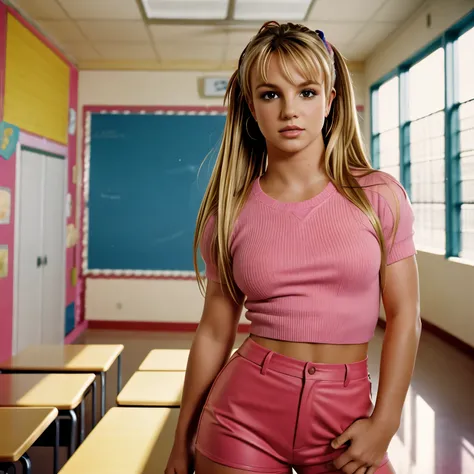 britney spears in the 90s, foto tomada desde el aula de una escuela, photography inspired by the 90s,