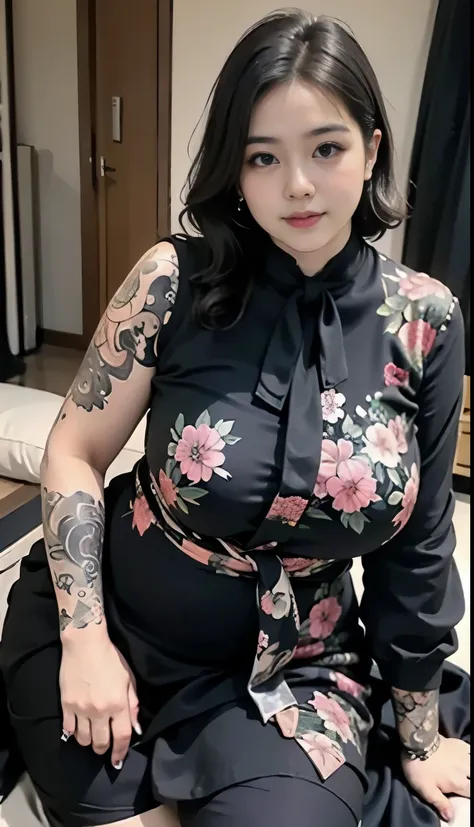 ((best quality)), ((masterpiece)), (detailed), perfect face, Beautiful, mother-in-law, asian-Indonesian , voluptuous, wearing random clothes (formal), In the black room, seductive expression, chubby body, nice body, milf chubby, chinese-Indonesian. Full b...