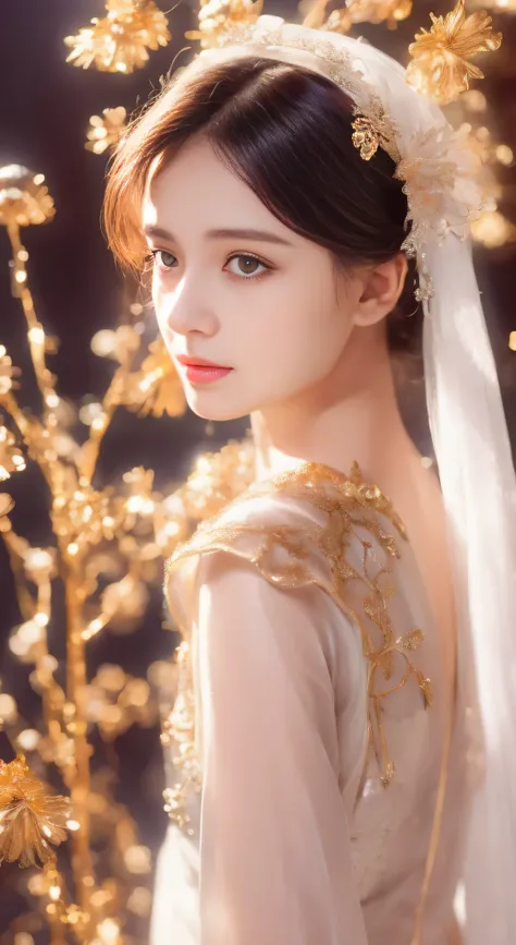 castle in the distance、face is in front、look at the camera、profile、8K、real photos、ultra high resolution, master parts, highest quality, ticker , cinematic images,nice girl、Ann、16 only、Annグロサクソン、double eyelid、droopy eyes、very big eyes、eyes are purple、dark e...