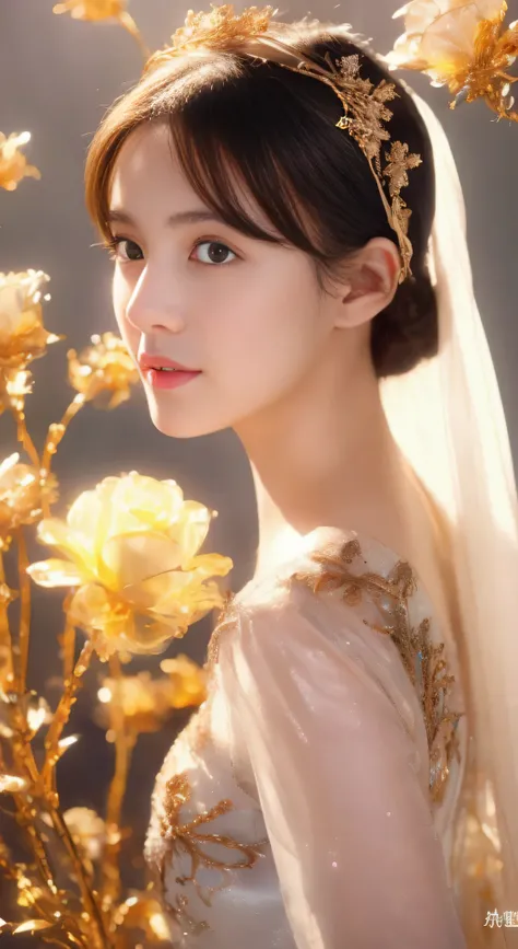 castle in the distance、face is in front、look at the camera、profile、8K、real photos、ultra high resolution, master parts, highest quality, ticker , cinematic images,nice girl、Ann、16 only、Annグロサクソン、double eyelid、droopy eyes、very big eyes、eyes are purple、dark e...