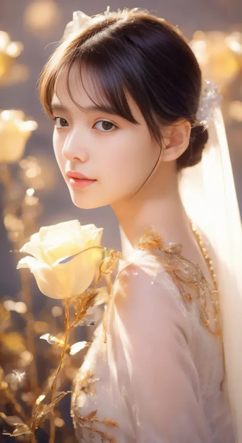 castle in the distance、face is in front、look at the camera、profile、8K、real photos、ultra high resolution, master parts, highest quality, ticker , cinematic images,nice girl、Ann、16 only、Annグロサクソン、double eyelid、droopy eyes、very big eyes、eyes are purple、dark e...