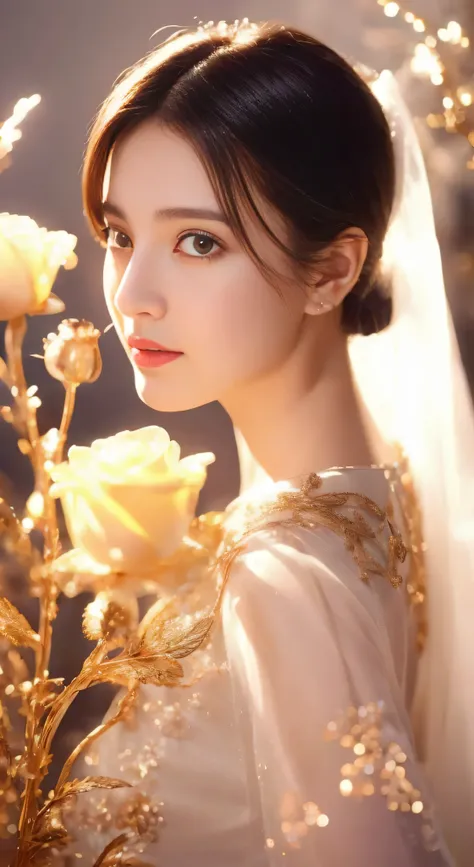 castle in the distance、face is in front、look at the camera、profile、8K、real photos、ultra high resolution, master parts, highest quality, ticker , cinematic images,nice girl、Ann、16 only、Annグロサクソン、double eyelid、droopy eyes、very big eyes、eyes are purple、dark e...