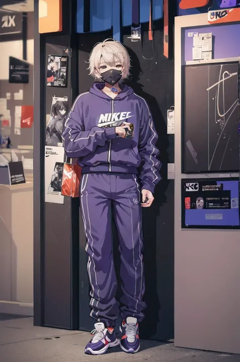 jovem criminoso negro, rapper americano, totalmente mascarado, jogging pants, air max plus, pistola, desenho, arte, 4k, carteoon...