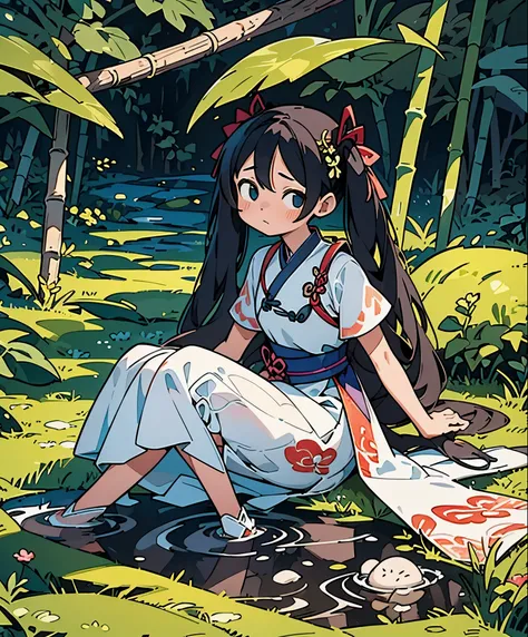 (masterpiece、highest quality、highest quality、official art、beautiful beautiful:1.2)、(1 girl:1.3)Hatsune Miku、beautiful breasts、twin tails、adorable笑顔、very detailed、16 year old girl,wave your hands loudly,Summery white dress,1sticker,handbook,(sticker,1 girl,...