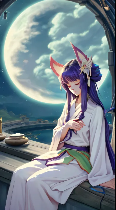 (1girl:1.3),solo,__body-parts__,, official art, unity 8k wallpaper, ultra detailed, beautiful and aesthetic, beautiful, masterpiece, best quality,Fantastical Atmosphere, Calming Palette, Tranquil Mood, Soft Shading,, Miko priestess, charm spell, talisman f...