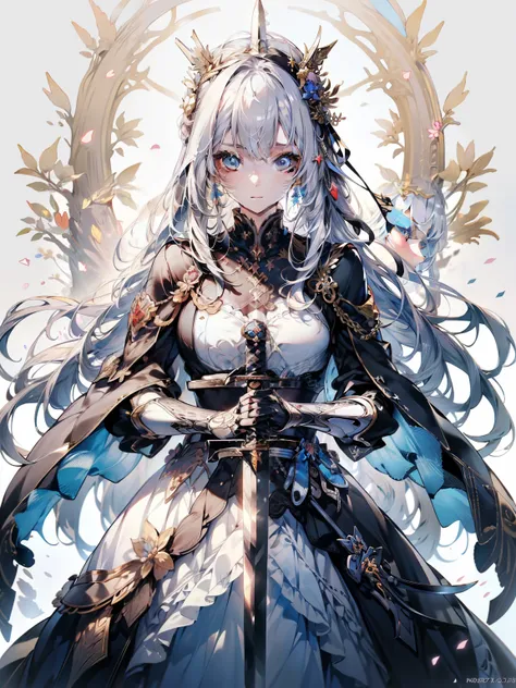 official art, ヨーロッパのmasterpiece女性,, light silver hair , deep blue eyes, (masterpiece、highest quality、High resolution: 1.4),In 8K, anime art nouveau, Highly detailed exquisite fan art, anime fantasy illustration, clean detailed anime art, detailed anime art...