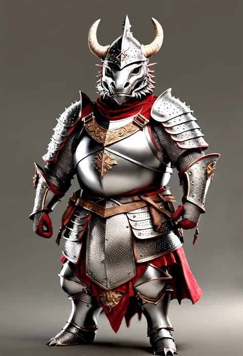 photorealistic portrait of Dressed animals - a ((fat)) dragon warrior,(brave pose), high quality,(lovely) ,intricate details, highly detailed ((medieval armor and helmet)) ,,highly detailed decorations, , (brave), studio lighting,(full body image:1.5)