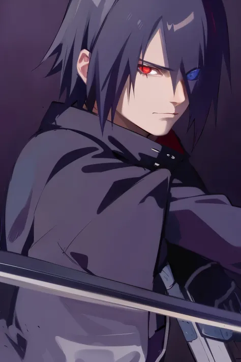 hansome character with sword in hand and red eyes, sasuke uchiha, realistis
