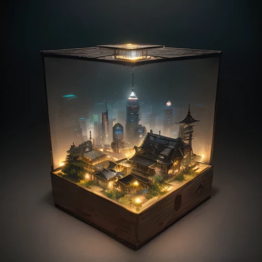 Lunar soil realistic model, (bifurcation, original photo, best quality, masterpiece:1.4),SteampunkCyberpunk6820 City,(CyberpunkLunar soil light:1.3), Lunar soil (related to land),(in a small nature box:1.3),Isometric, small nature, landscape on foundation,...