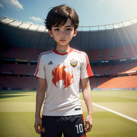 /imagine a  with a flamego shirt in the soccer stadium 4k -- v4