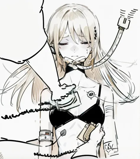 cartoon，girl，blond，swimsuit，White skin，deathia，healthcare，coma，Close eyes，pain，Genshin，Cartoon