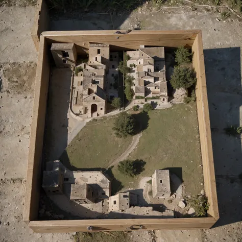 Matera soil realistic model, (bifurcation, original photo, best quality, masterpiece:1.4), (in a small nature box:1.3), Isometric, small nature, landscape on foundation of sassi_di_matera