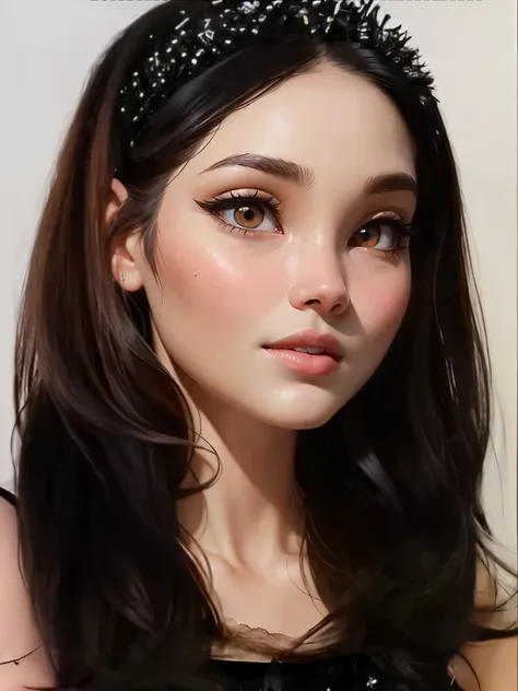 a close up of a woman wearing a black dress and a headband, headshot profile picture, cindy avelino, inspired by Ion Andreescu, headshot photo, face with artgram, dilraba dilmurat, close up face, half portrait, close up potrait, taken with canon eos 5 d ma...