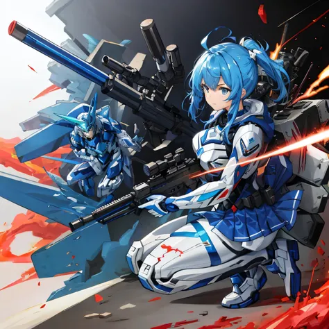 powered suit、Blue and white two-tone color、Mobilesuit、sniper custom、Explosive inflammation、flash、sniper