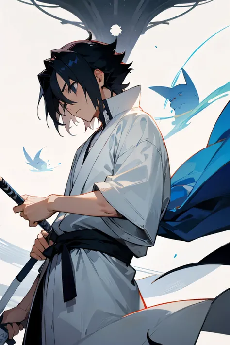 sasuke en un fondo blanco