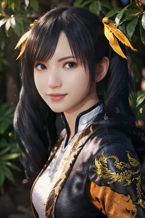 tekken xiaoyu,masterpiece、1 kawaii girl、17-year-old high school student、smile,fine eyes、puffy eyes、bright outdoor,bright downtow...