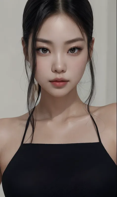 a close up of a woman in a black top posing for a picture, blackpink jennie, heonhwa choe, taejune kim, lee ji-eun, lee ji - eun, jaeyeon nam, seseon yoon, jinyoung shin, jiyun chae, shin min jeong, park ji-min, kwak ji young, gorgeous young korean woman