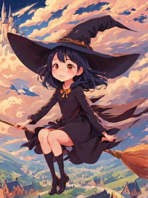 (masterpiece, highest quality:1.2), 1 girl, alone,flying witch,cute,lovely,fantasy,elegant,perfect face,anatomically correct