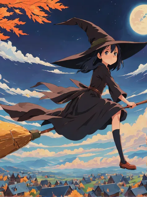 (masterpiece, highest quality:1.2), 1 girl, alone,flying witch