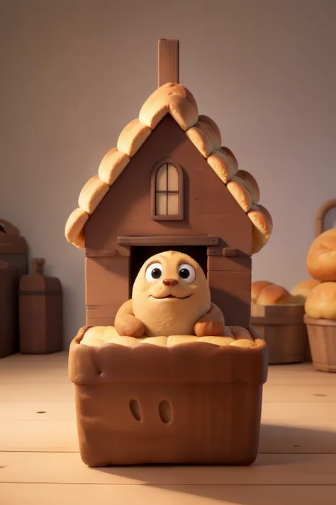 a loaf of bread in the shape of a small house