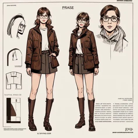 a drawing of a standing beautiful girl with glasses, a character portrait by Farel Dalrymple, featured on tumblr, figurativism, criterion collection, photoillustration, concept art, full body