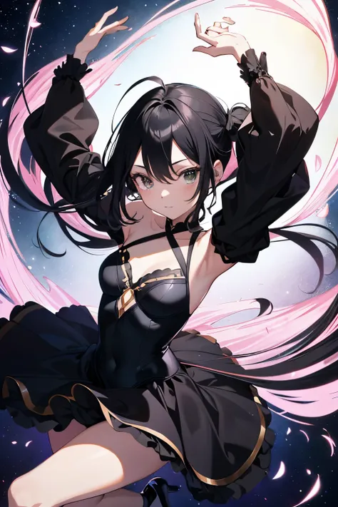 ((2D Anime-style Black Ballerina, top-quality, Perfect Pointe: 1.1, Graceful Anatomy: 1.1, Exquisite Outfit: 1.1, Beautiful Anime Illustration))

Uma bailarina negra, de alta qualidade,
Com pleitos compelos e dedos perfetos,
Amidst the illuminated stage st...