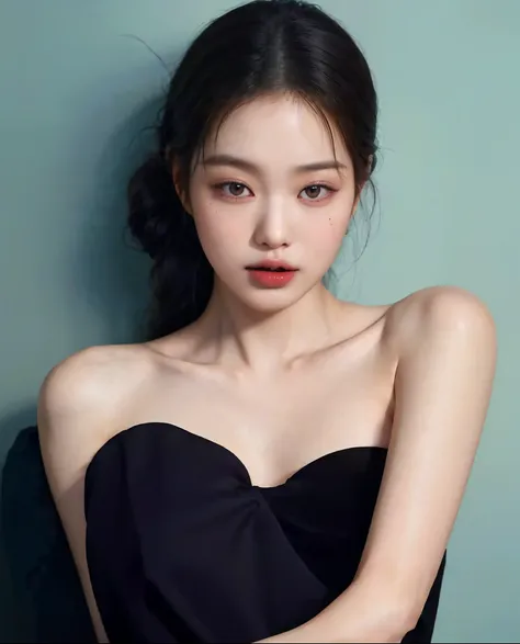 una mujer con un vestido negro posando para una foto, jennie rosa negro, beautiful south mujer coreana, actriz femenina de corea...