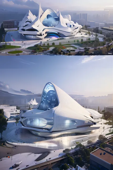 ((best quality)),((masterpiece)),((realistic)),design a state-of-the-art futuristic building in the unique modern architecture o...