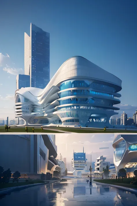 ((best quality)),((masterpiece)),((realistic)),design a state-of-the-art futuristic building in the unique modern architecture o...