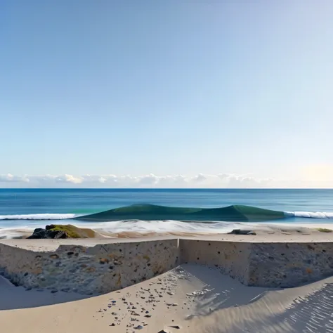 there is a vue sur l&#39;ocean from a concrete wall, vue sur la mer, vue sur l&#39;ocean, une photo de l&#39;ocean, la sea in th...