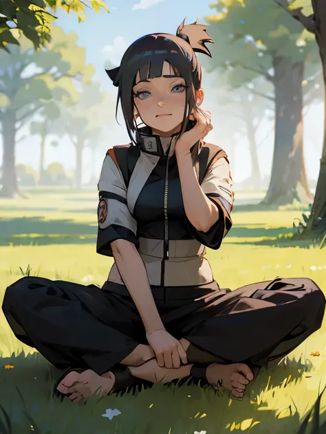 naruto namaste pose sit on grass