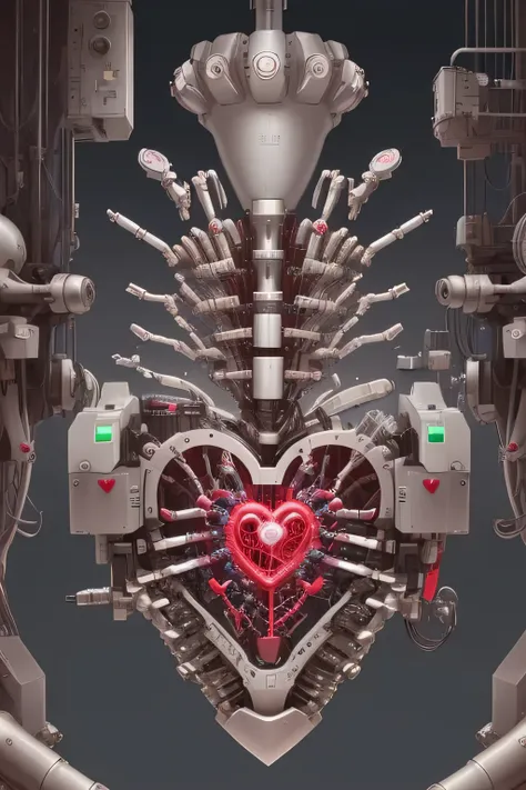 robotic heart organ, detailed machinery, mechanics