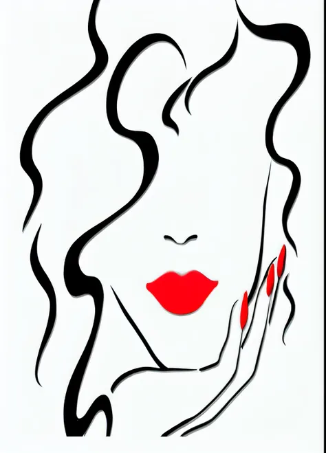 Illustration of a detailed close-up of a womans face, focusing on her voluptuous and luscious red lips. The image captures the intensity and sensuality of lips painted with vibrant red lipstick, highlighting both its large size and its soft, inviting textu...