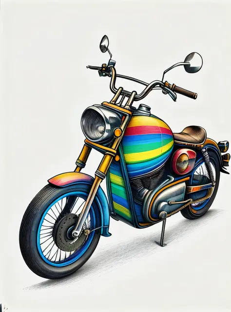Motocicleta antiga RainbowPencilRockAI