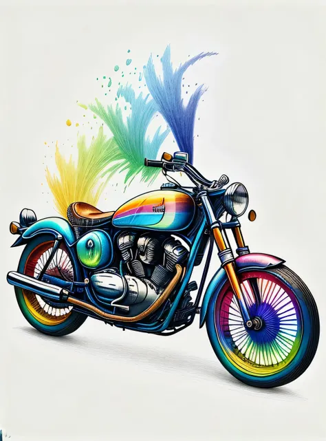Motocicleta antiga RainbowPencilRockAI