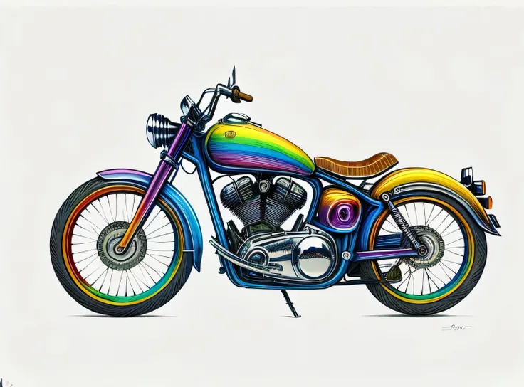 Motocicleta antiga RainbowPencilRockAI