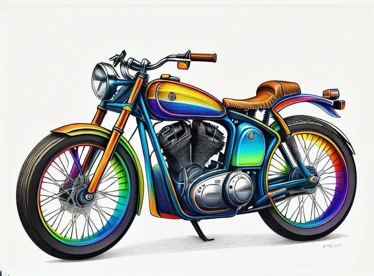 Motocicleta antiga RainbowPencilRockAI