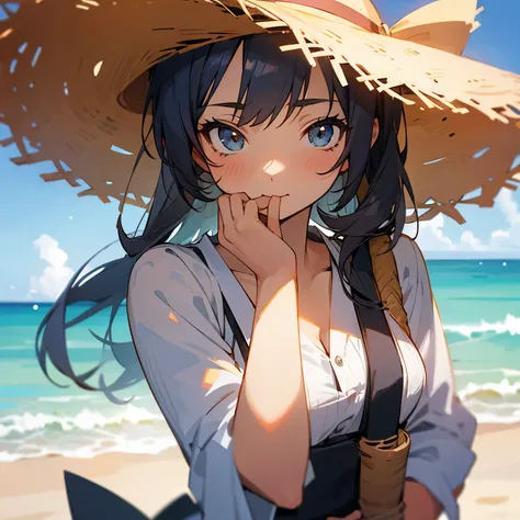 Anime girl with straw hat