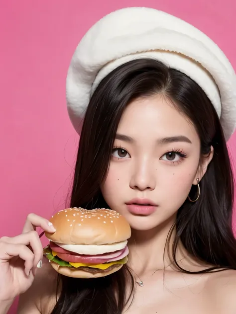 Kim Jennie de blackpink con el cabello rubio claro, cabello rubio con ondulado, cabello de color rubio ondulado, with small fringe, ojos color negro, nariz respingada y bonita, labios gruesos, cupid and heart shaped lips, labios rosas, pale and white skin,...