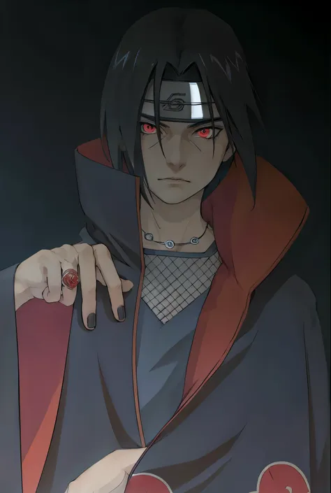 Masterpiece, Extremely Realistic, cinematic, UHD, 8K, Extremely Detailed, depth of field. Detailed face, detailed eyes, best photography, Uciha Itachi, Akatsuki. 1 Japanese man, handsome, vibrant scene. 