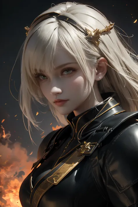 Game art，The best picture quality，Highest resolution，8K，(A bust photograph)，(Portrait)，(Head close-up:1.5)，(Rule of thirds)，Unreal Engine 5 rendering works， (The Girl of the Future)，(Female Warrior)， 
20岁少女，((Hunter))，An eye rich in detail，(Big breasts)，优雅...